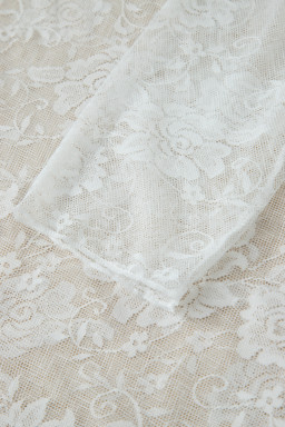 White Plus Size Floral Mesh Long Sleeve Top