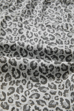 Gray Leopard Print Wrap Front Denim Shorts