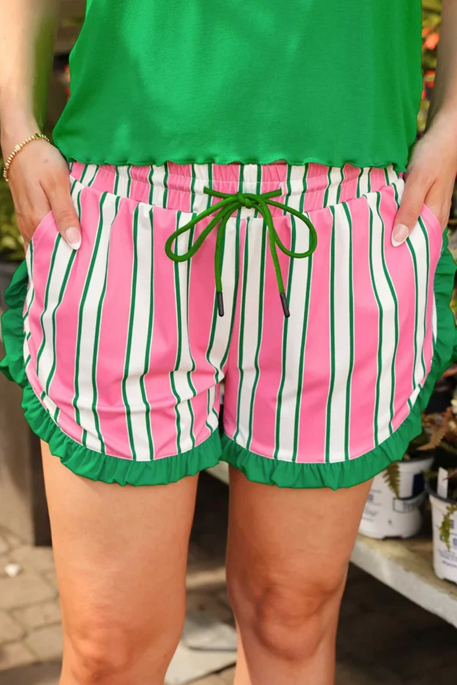 Pink Stripe Casual Shorts