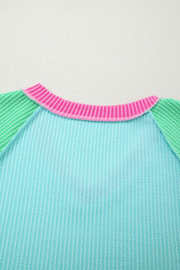 Aruba Blue Color Block Twisted Ribbed Tee