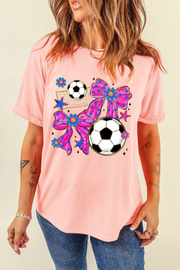 Pink Coquette Bow Soccer Game Day Graphic Tee
