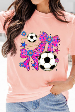 Pink Coquette Bow Soccer Game Day Graphic Tee
