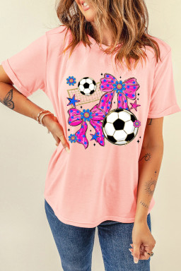 Pink Coquette Bow Soccer Game Day Graphic Tee