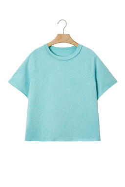 Mint Green Mineral Wash Raglan Sleeve Boxy Fit Cropped Tee