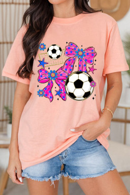Pink Coquette Bow Soccer Game Day Graphic Tee