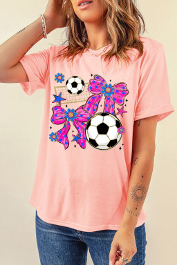 Pink Coquette Bow Soccer Game Day Graphic Tee