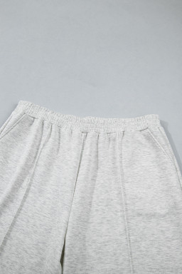 Light Grey Half Zip Polo Tee Loose Pants Plus Size 2pcs Outfit