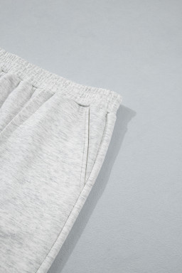 Light Grey Half Zip Polo Tee Loose Pants Plus Size 2pcs Outfit
