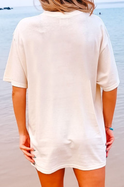 White Iced Coffee Sunshine Vacation Graphic Tunic T Shirt