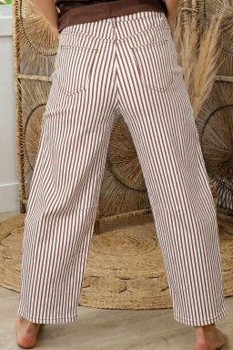 Brown Stripe Casual Barrel Jeans