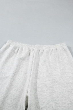 Light Grey Half Zip Polo Tee Loose Pants Plus Size 2pcs Outfit