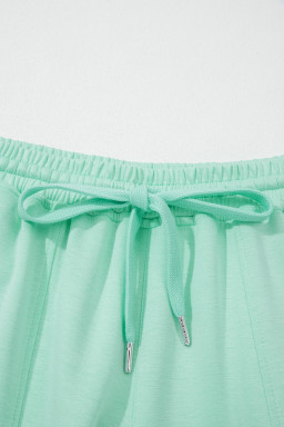 Moonlight Jade Drawstring Elastic Waistband Solid Color Two Piece Casual Set
