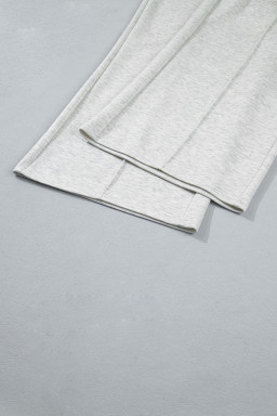 Light Grey Half Zip Polo Tee Loose Pants Plus Size 2pcs Outfit