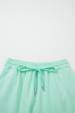Moonlight Jade Drawstring Elastic Waistband Solid Color Two Piece Casual Set