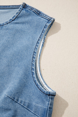 Myosotis Buttoned Front Slit Denim Vest