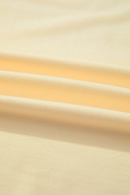 Yellow Cream Casual Plain Crew Neck Tee