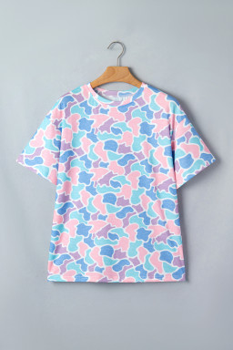 Multicolour Camouflage Print Preppy Fashion Tunic Tee