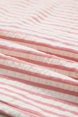 Pink Stripe Square Button Leopard Trim Loose Bracelet Sleeve Shirt Dress