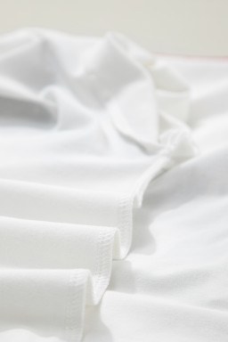 White USA Letter Printed Varsity Striped Sleeve Round Neck Tee