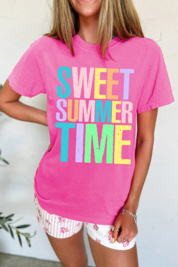 Sachet Pink SWEET SUMMER TIME Letter Graphic Tee
