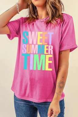 Sachet Pink SWEET SUMMER TIME Letter Graphic Tee