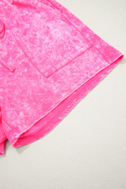 Rose Red Mineral Wash Cotton Short Set