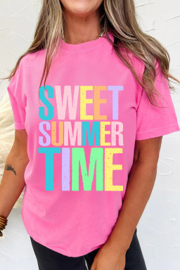 Sachet Pink SWEET SUMMER TIME Letter Graphic Tee