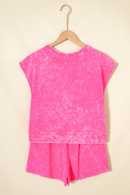 Rose Red Mineral Wash Cotton Short Set
