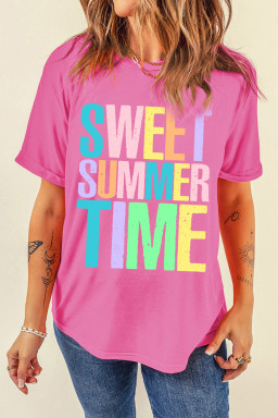 Sachet Pink SWEET SUMMER TIME Letter Graphic Tee