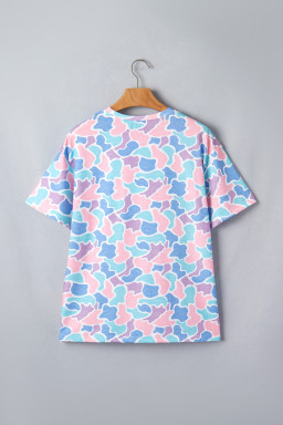 Multicolour Camouflage Print Preppy Fashion Tunic Tee