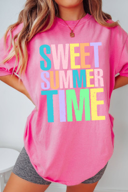 Sachet Pink SWEET SUMMER TIME Letter Graphic Tee