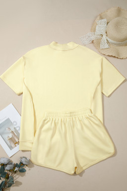 Yellow Cream pickleball Mock Neck Tee Athleisure Short Set