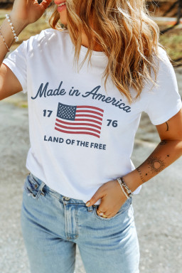 White American Flag Retro Inspired Graphic Tee