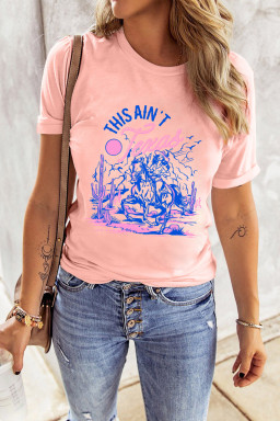 Pink THIS AINT Texas Western Cowgirl Graphic T Shirt