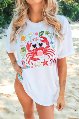 White Summer Vacation Crab Graphic Tee