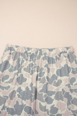 Multicolour Retro Camouflage Print Plus Size 2pcs Outfit