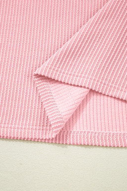 Gossamer Pink Corded Colorblock Crewneck Tee