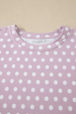 Purple Polka Dot Print Short Set