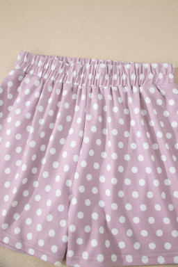 Purple Polka Dot Print Short Set