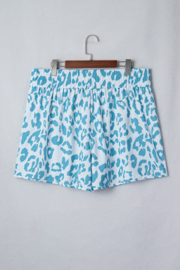 Beau Blue Plus Size Leopard Elastic Waist Athletic Shorts