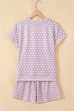 Purple Polka Dot Print Short Set