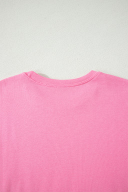 Sachet Pink Solid Cover Oversize Tee Pocketed Casual Pants 2pcs Outfit