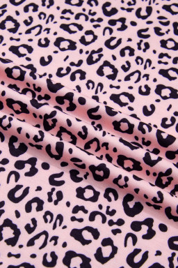 Pink Leopard Striped Contrast Patchwork Plus Size Tee