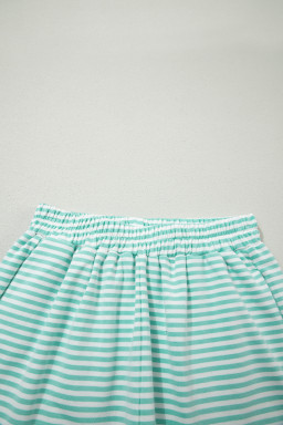 Green Stripe Oversize Mock Neck Sweatshirt and Shorts Set
