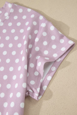 Purple Polka Dot Print Short Set