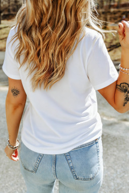 White She Loves Jesus And America Too Floral Graphic Tee