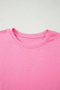 Sachet Pink Solid Cover Oversize Tee Pocketed Casual Pants 2pcs Outfit
