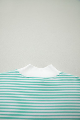 Green Stripe Oversize Mock Neck Sweatshirt and Shorts Set