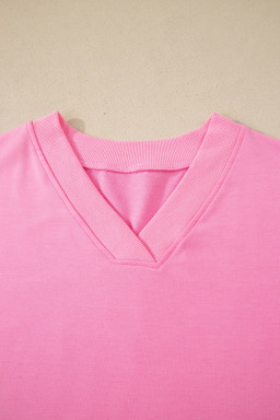 Sachet Pink V Neck Short Sleeve Top Drawstring Shorts 2pcs Set