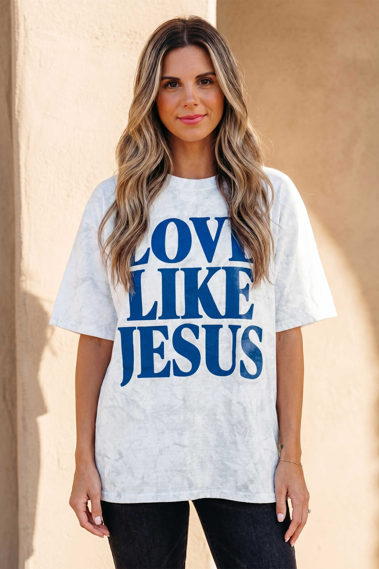 Gray Love Like Jesus Camouflage Oversized T Shirt